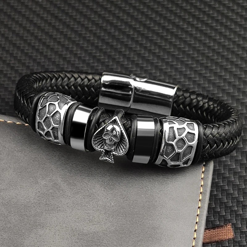 Braided Leather Charm Bracelet