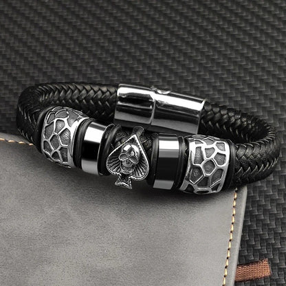 Braided Leather Charm Bracelet