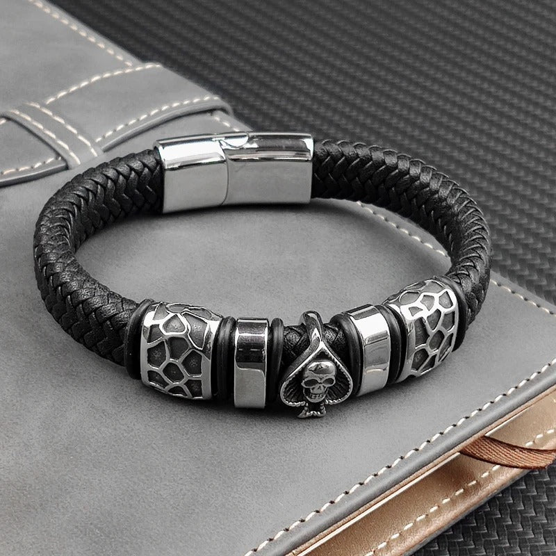 Braided Leather Charm Bracelet